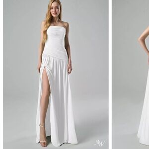 AW BRIDAL Safia Strapless Front Slit Dress White Plus Size 16 Women’s BRAND NEW